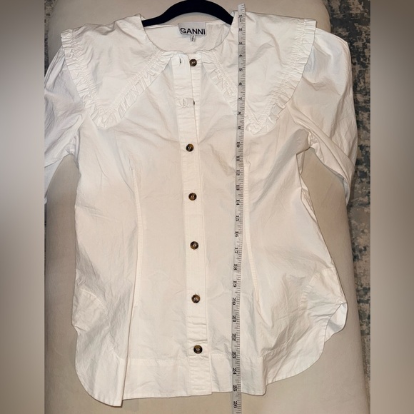 GANNI Vintage Inspired Collared Poplin Top - Picture 7 of 8